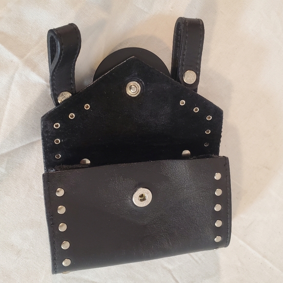 Vintage Gianni Versace Mini Belt Bag Black Stud Italy Medusa Sunburst Leather - Picture 7 of 11